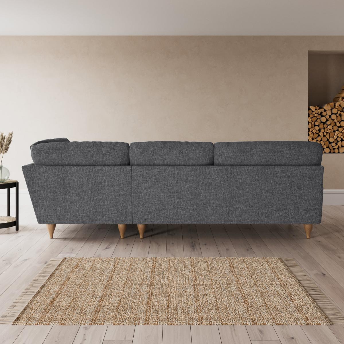 Darwin Corner Chaise Sofa Slub Cotton Blend Black – image 4