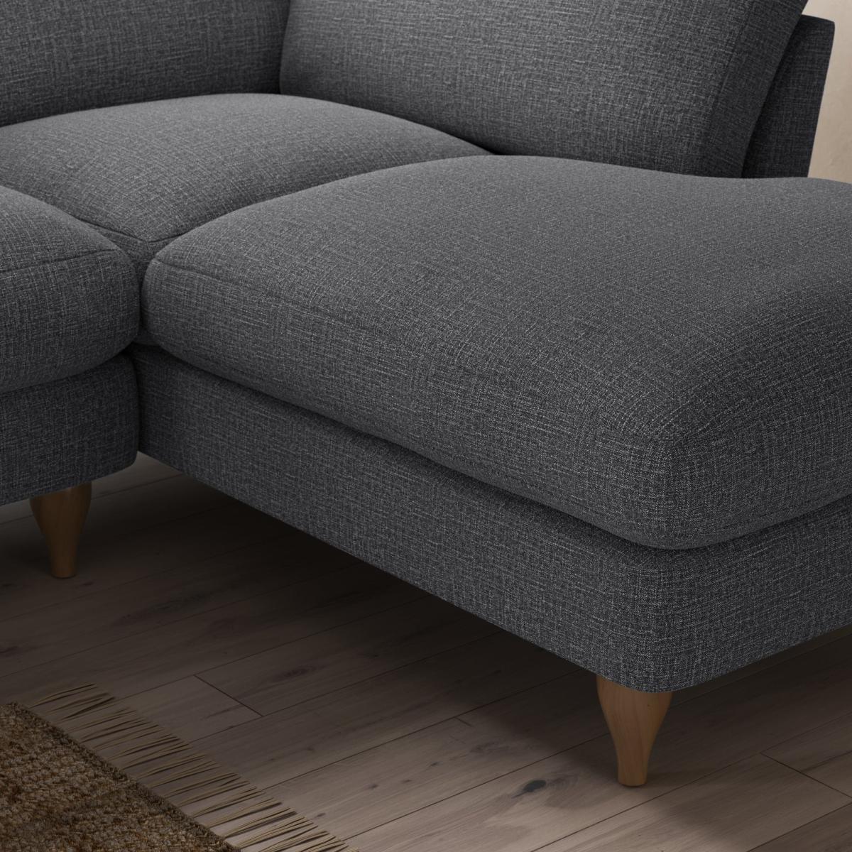 Darwin Corner Chaise Sofa Slub Cotton Blend Black – image 5
