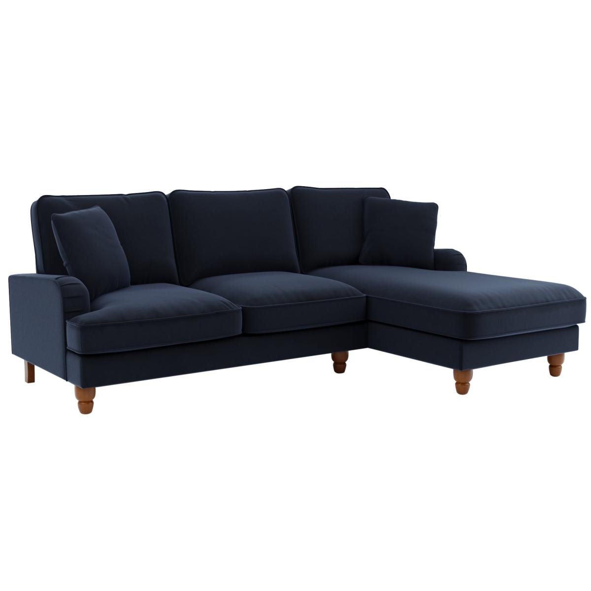 Beatrice Matte Velvet Right Hand Corner Chaise Navy Blue – image 3