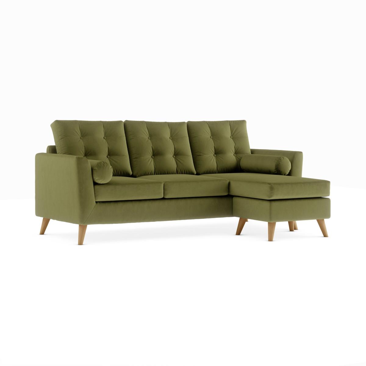 Lewes Luxury Velvet Large Corner Chaise Luxury Velvet Olive – image 2