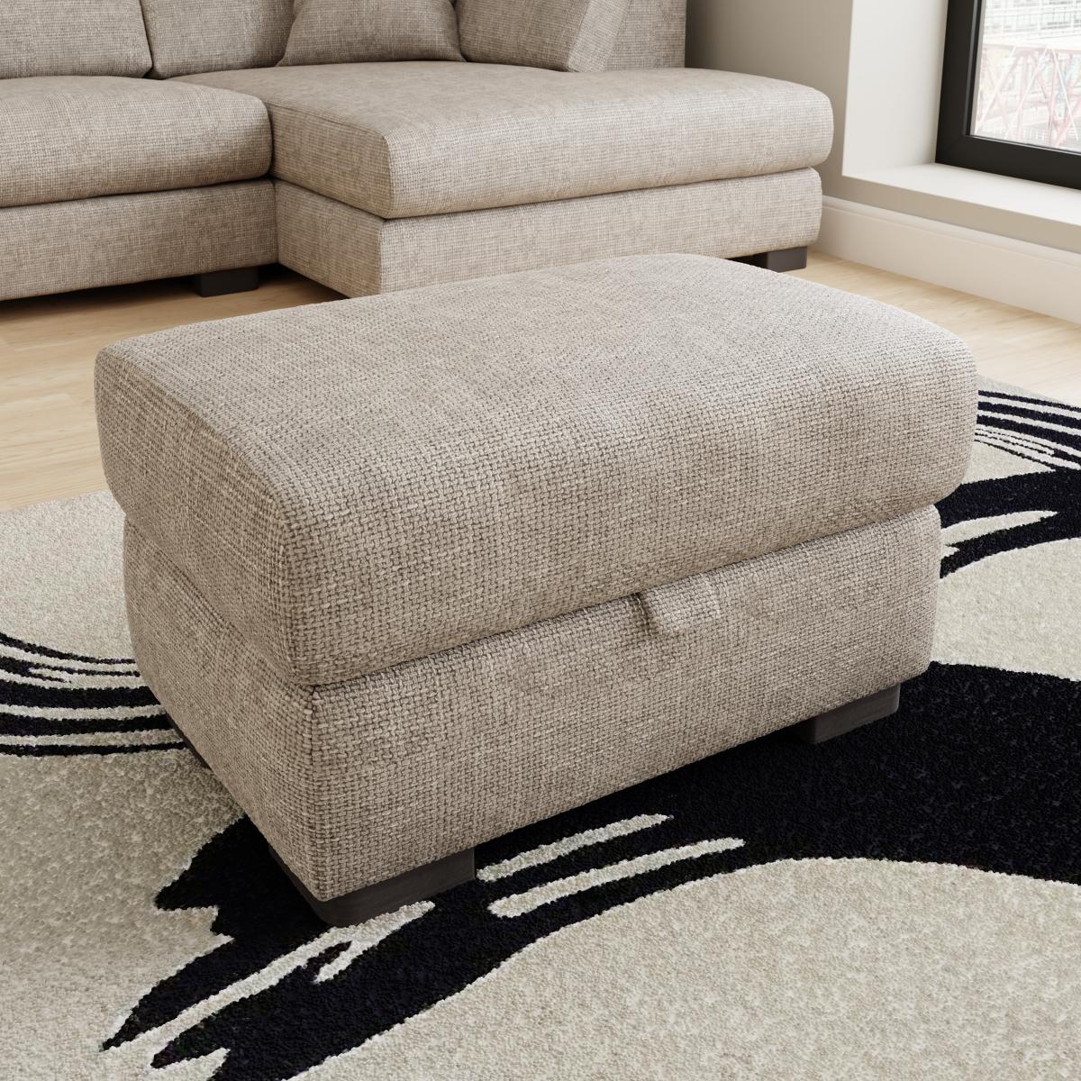 Carson Chunky Chenille Right Hand Facing U-Shaped Sofa with Detachable Footstool Chunky Chenille Mushroom – image 2
