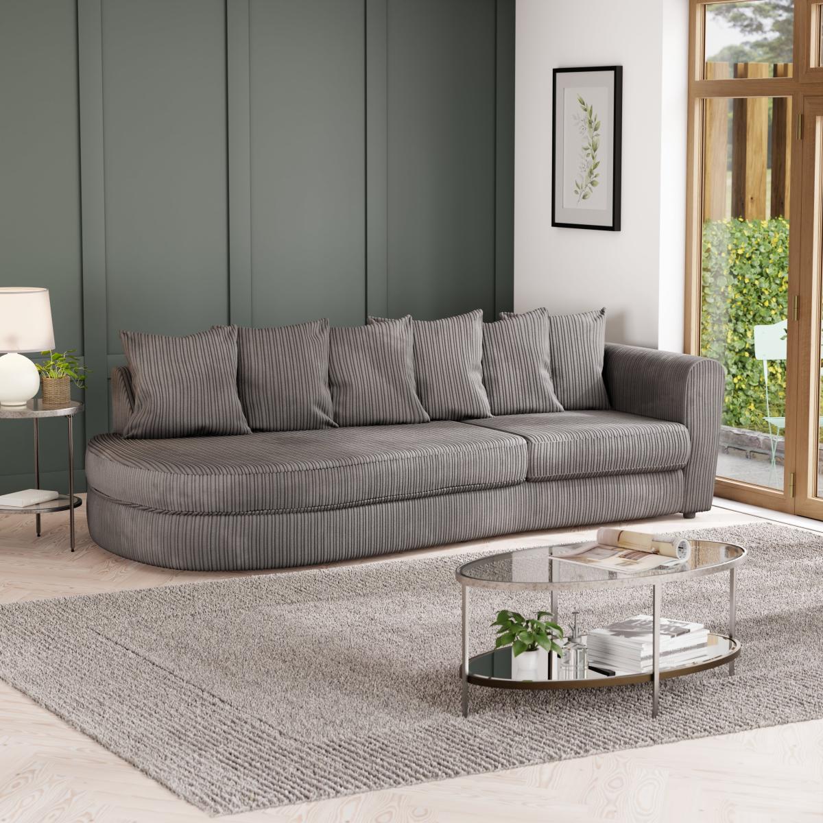 Blake Curved Arm Scatter Back Jumbo Cord Corner Chaise Soft Texture Grey – image 2