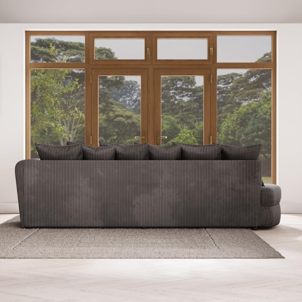 Blake Curved Arm Scatter Back Jumbo Cord Corner Chaise Soft Texture Grey – image 4