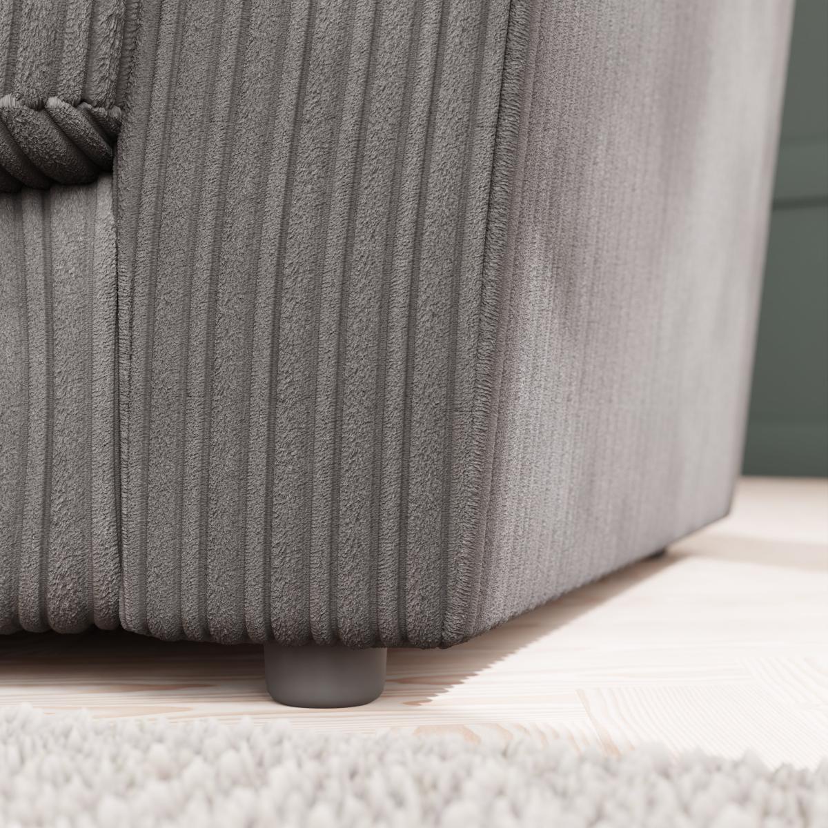 Blake Curved Arm Scatter Back Jumbo Cord Corner Chaise Soft Texture Grey – image 7
