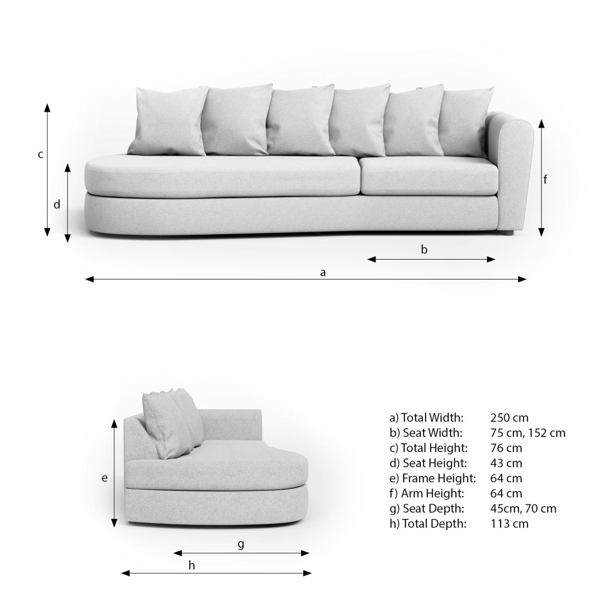 Blake Curved Arm Scatter Back Jumbo Cord Corner Chaise Soft Texture Grey – image 9
