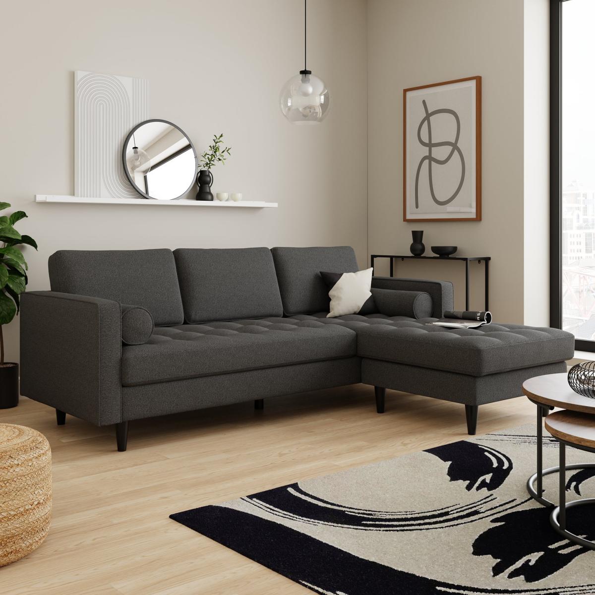 Zoe Luna Right Hand Corner Chaise Luna Charcoal – image 1