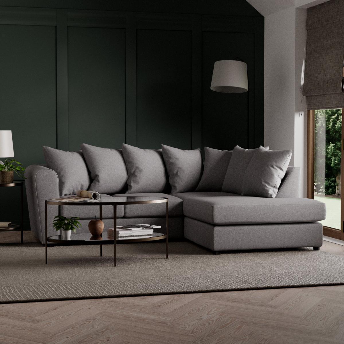 Blake Soft Texture Fabric Corner Sofa Soft Texture Grey – image 2