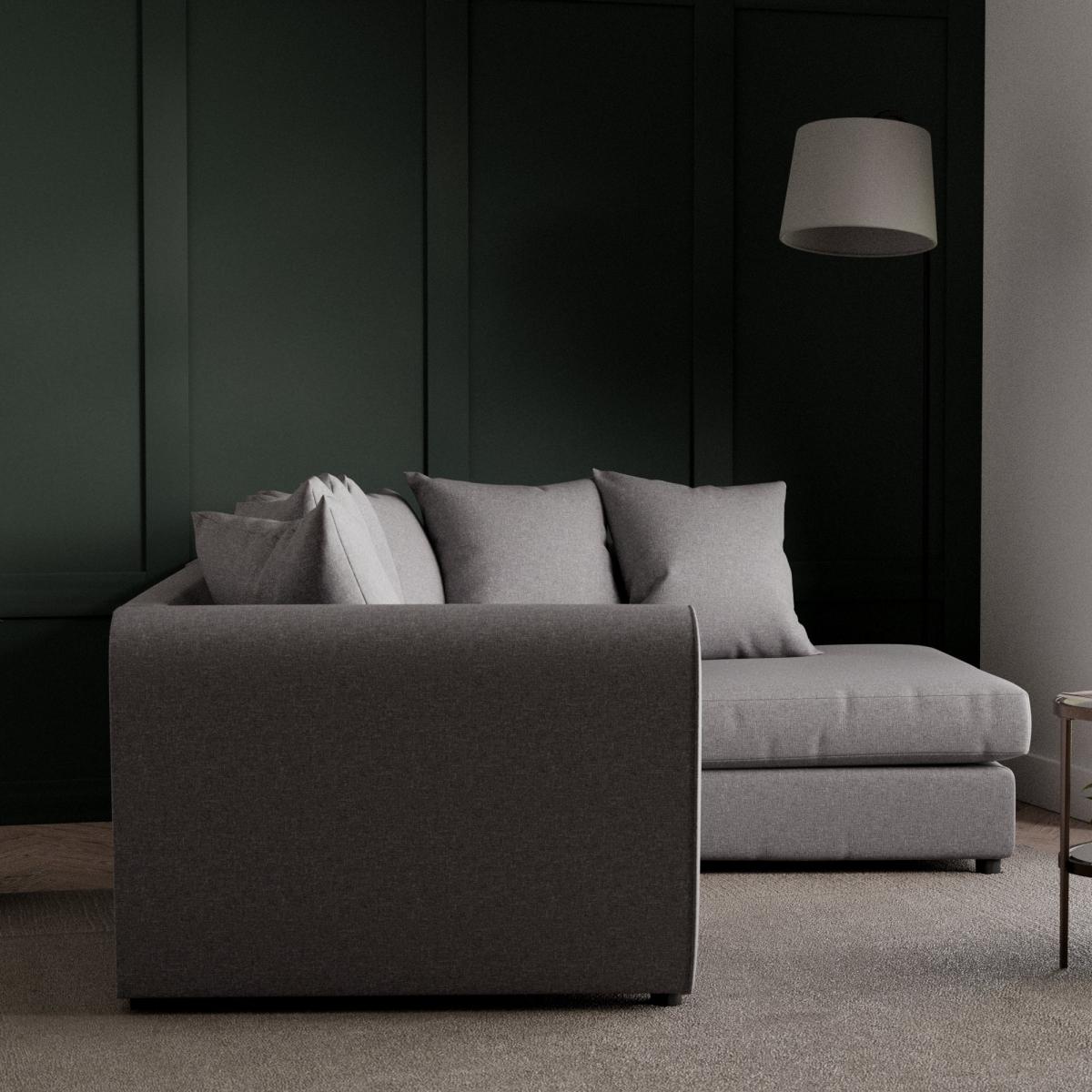 Blake Soft Texture Fabric Corner Sofa Soft Texture Grey – image 3