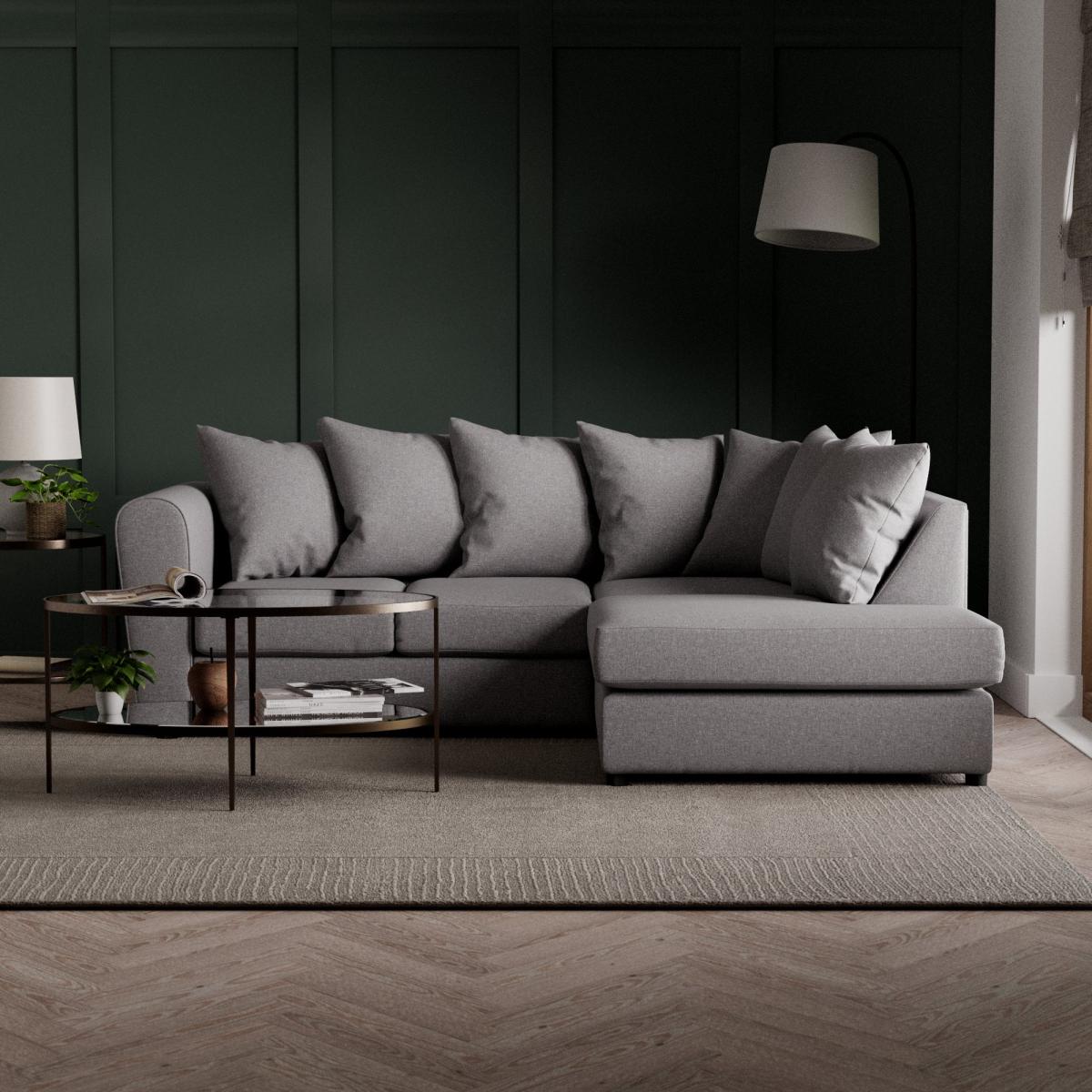 Blake Soft Texture Fabric Corner Sofa Soft Texture Grey – image 1