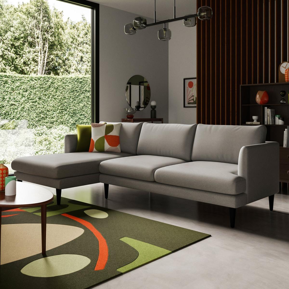 Reuben Brushed Marl Left Hand Corner Sofa Grey – image 1
