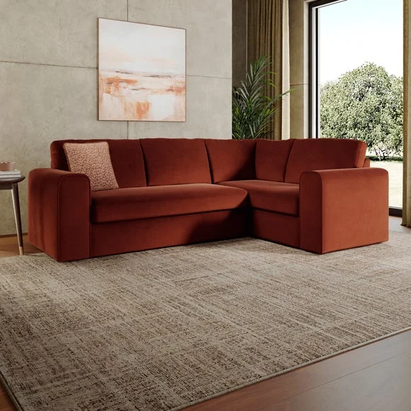Abel Matte Velvet Corner Sofa – image 1