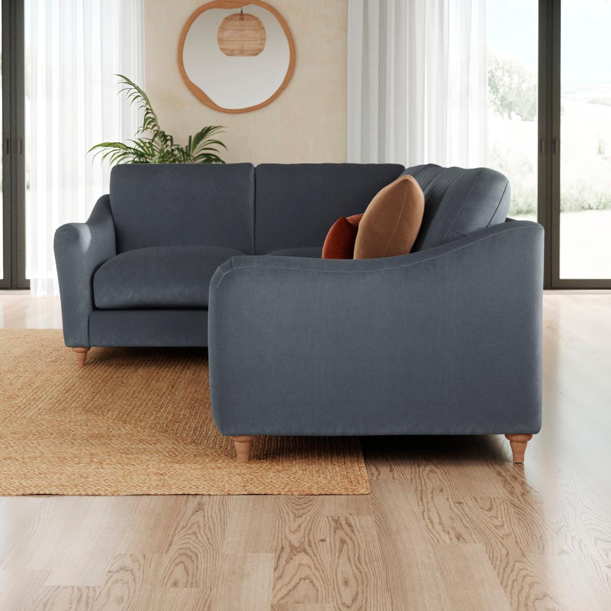 Hattie Matte Plush Velvet Corner Sofa Matte Plush Velvet Denim – image 2