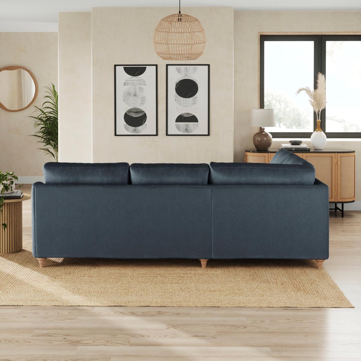 Hattie Matte Plush Velvet Corner Sofa Matte Plush Velvet Denim – image 3