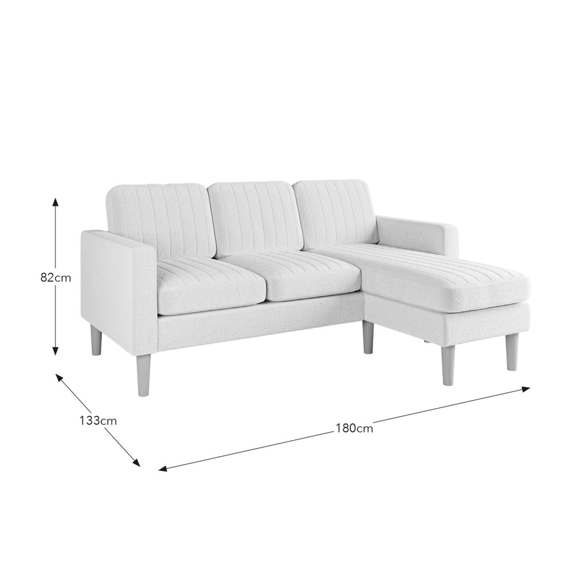 Jacob Pleated Cosy Chenille Compact Corner Chaise Jacob Chenille Ivory – image 9