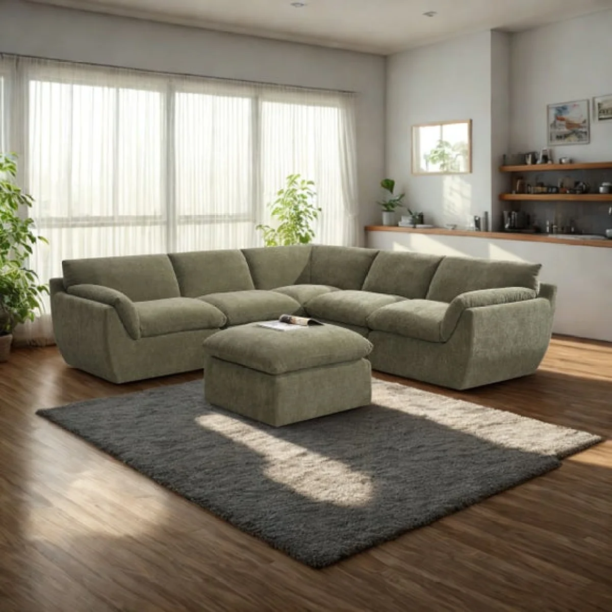 Falkirk 5 Seater Corner Sofa with Footstool – image 1