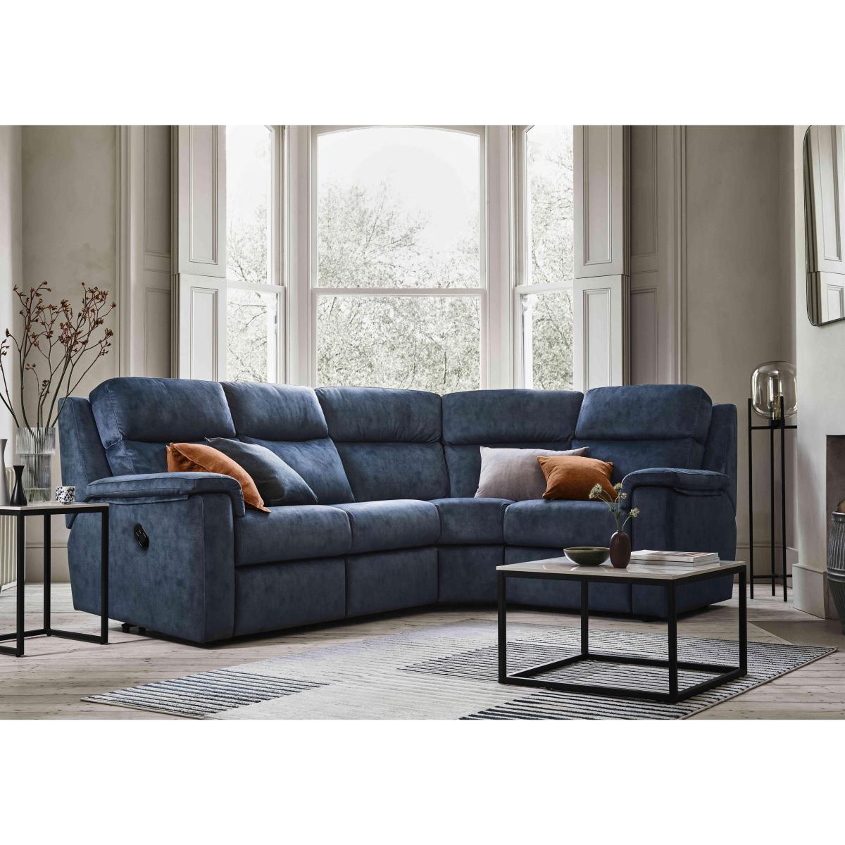 G Plan - Thornbury Fabric Manual Recliner Left Hand Facing Corner Sofa - Checkers Smoke – image 2