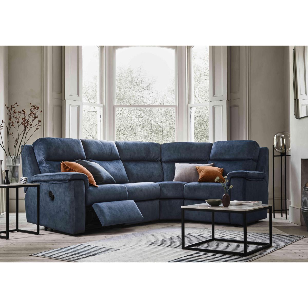G Plan - Thornbury Fabric Manual Recliner Left Hand Facing Corner Sofa - Checkers Smoke – image 3