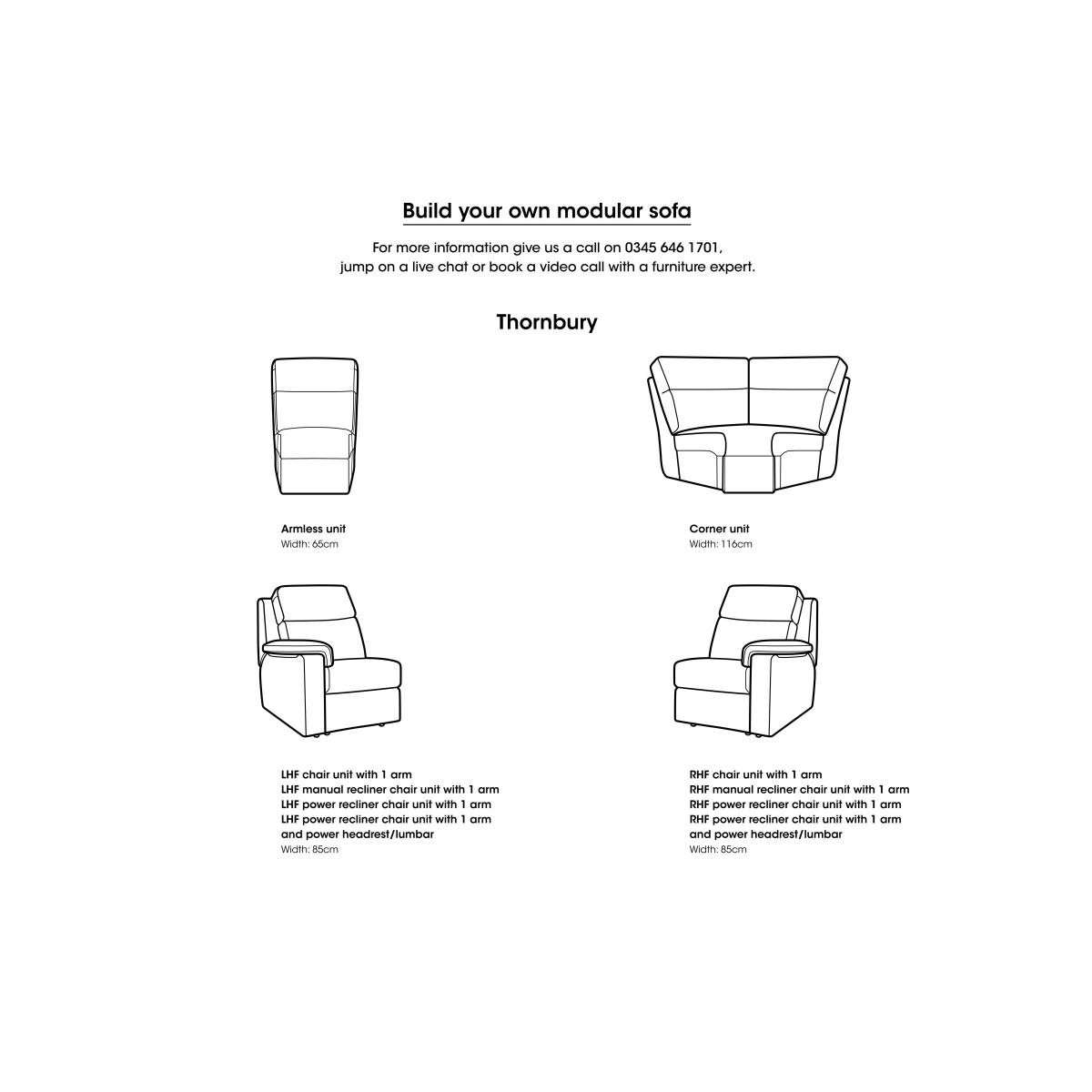 G Plan - Thornbury Fabric Manual Recliner Left Hand Facing Corner Sofa - Checkers Smoke – image 6