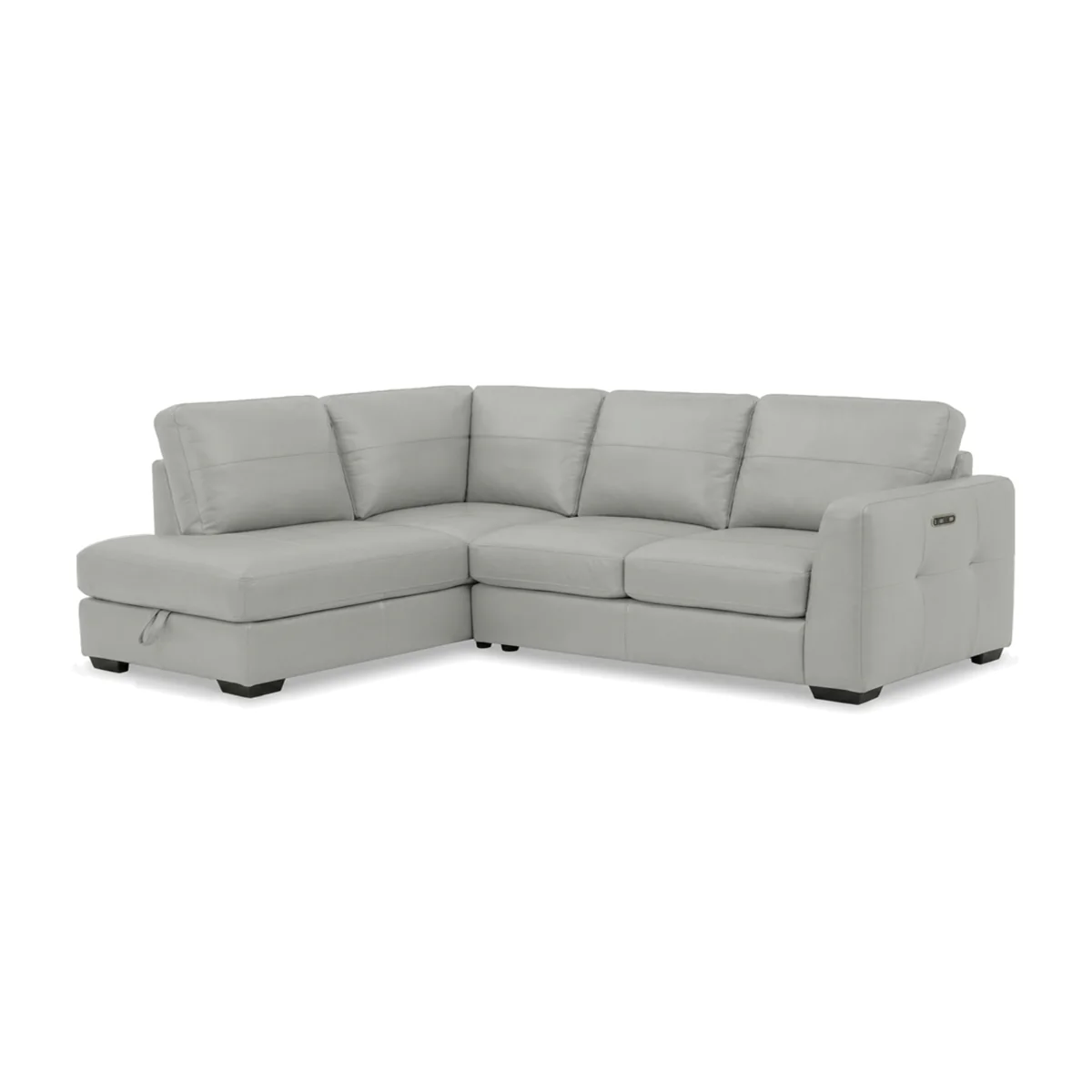Dinky Leather Left Hand Facing Corner Sofa with Power Recliner with Storage Chaise End - Lead Grey Cat - Sofas and Armchairs - In Time for Christmas – image 1