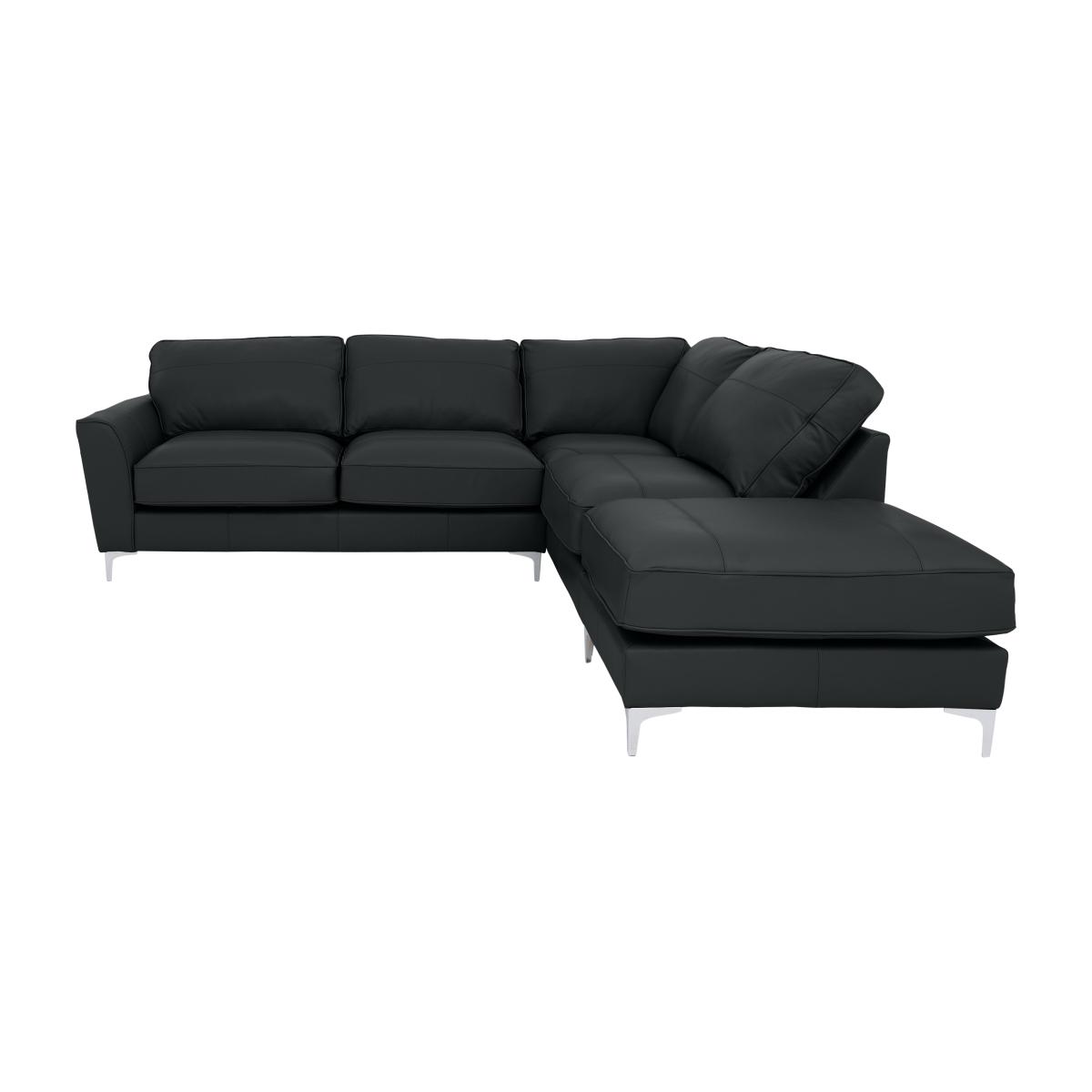 Legend Classic Back Leather Right Hand Facing Corner Sofa with Dark Feet - Verona Steel – image 1