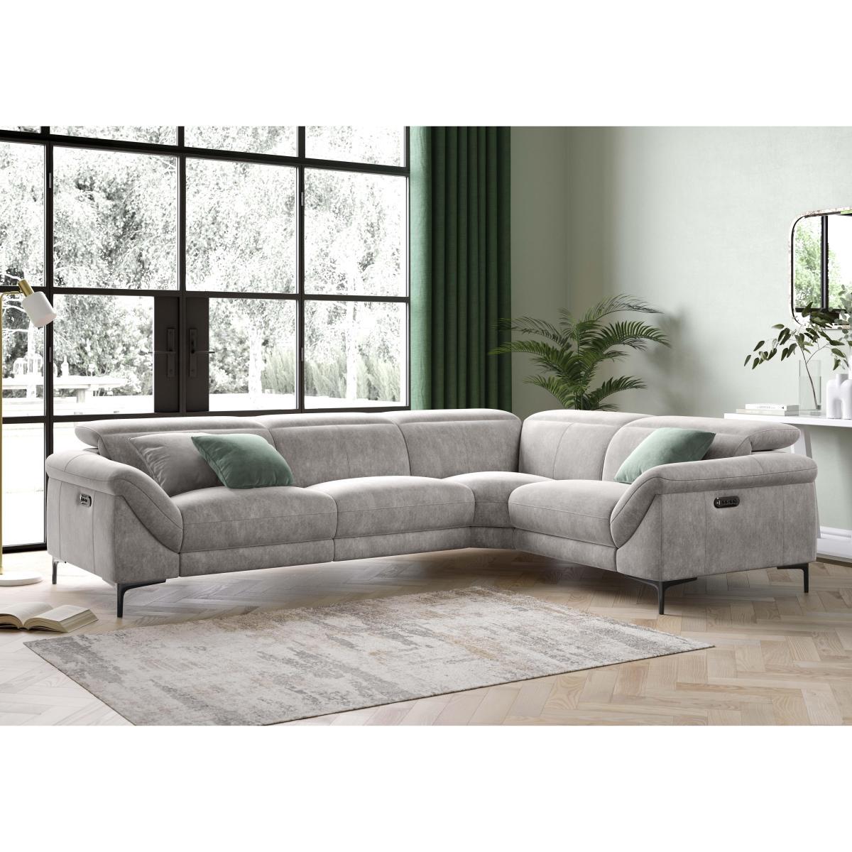 Galaxy Fabric Power Recliner Corner Sofa with Power Headrests - Blue- World of Leather – image 2