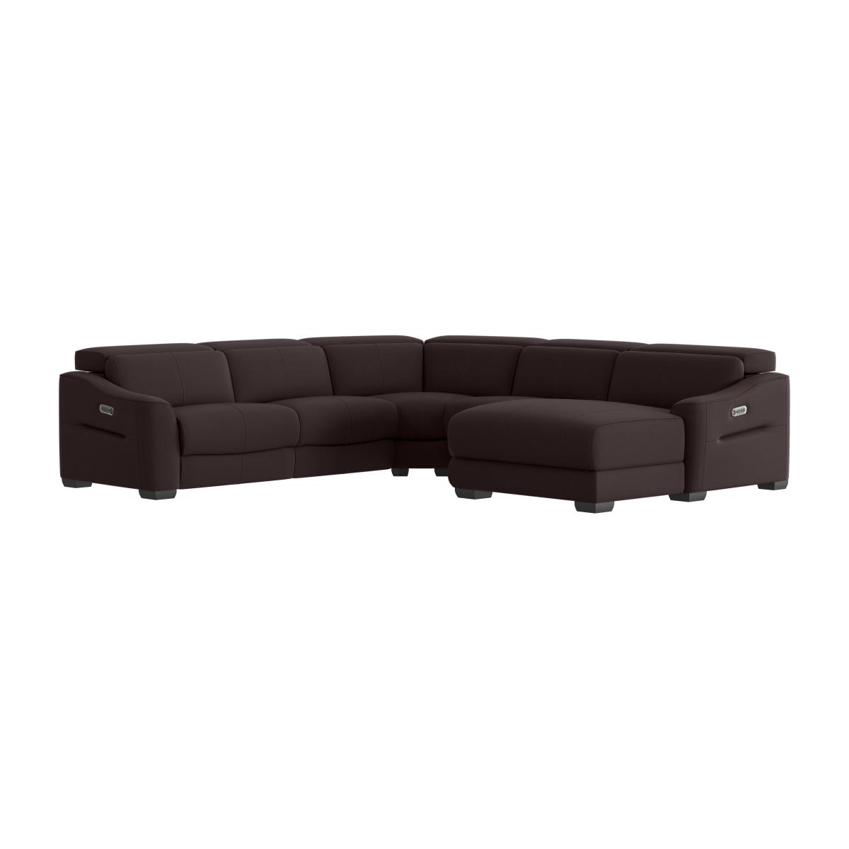 Xavier NC Leather Right Hand Facing Corner Chaise Power Recliner Sofa with Headrests - Walnut – image 1