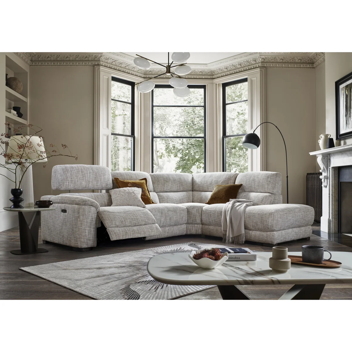 Nova Fabric Power Recliner Right Hand Facing Chaise End Sofa with Power Headrests - R04 Beige - Sofas and Armchairs - In Time for Christmas – image 2
