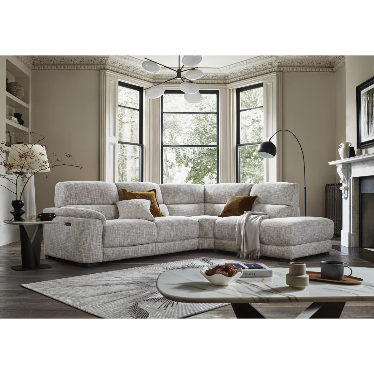 Nova Fabric Power Recliner Right Hand Facing Chaise End Sofa with Power Headrests - R04 Beige - Sofas and Armchairs - In Time for Christmas – image 3