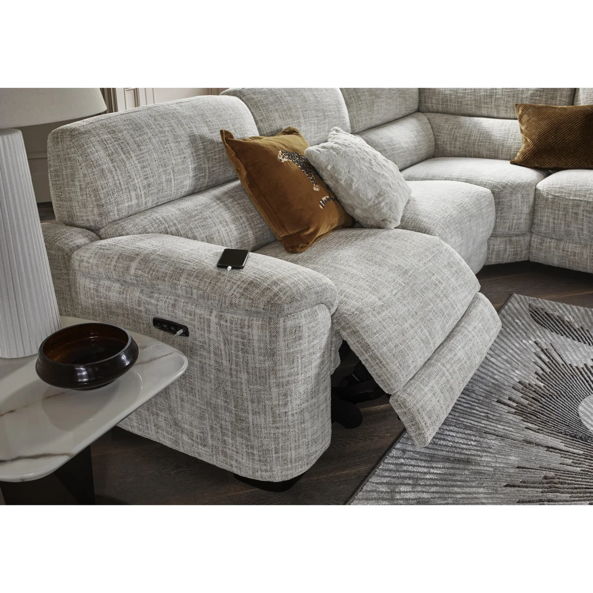 Nova Fabric Power Recliner Right Hand Facing Chaise End Sofa with Power Headrests - R04 Beige - Sofas and Armchairs - In Time for Christmas – image 5