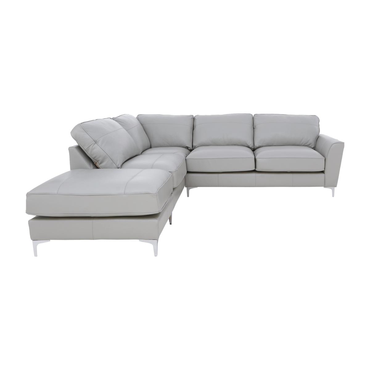Legend Classic Back Leather Left Hand Facing Corner Sofa - Verona Grey – image 1