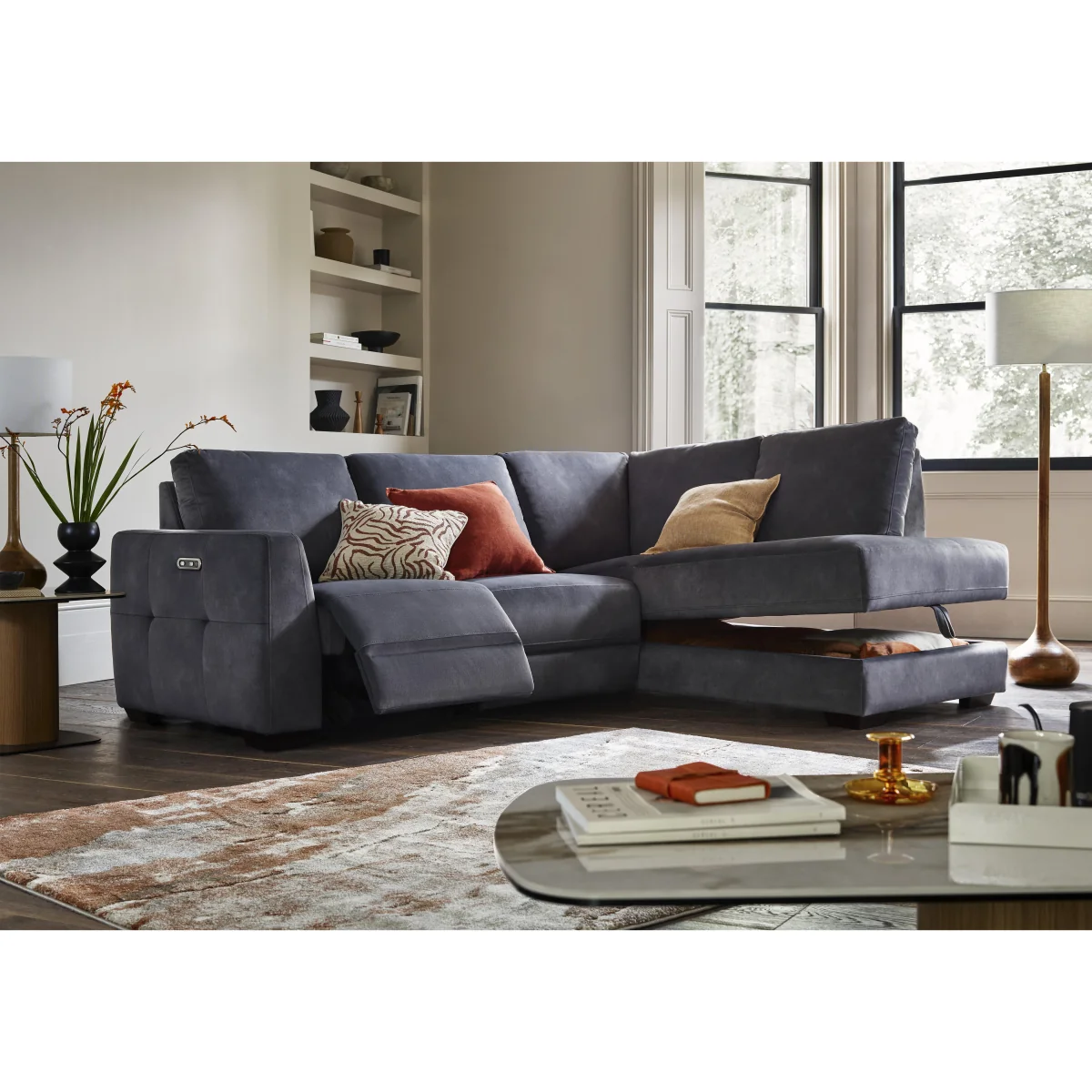 Dinky Fabric Power Recliner Left Hand Facing Corner Sofa with Storage Chaise End - Dexter Pumpkin - Sofas and Armchairs - In Time for Christmas – image 3