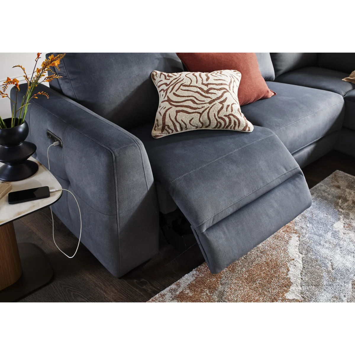 Dinky Fabric Power Recliner Left Hand Facing Corner Sofa with Storage Chaise End - Dexter Pumpkin - Sofas and Armchairs - In Time for Christmas – image 5