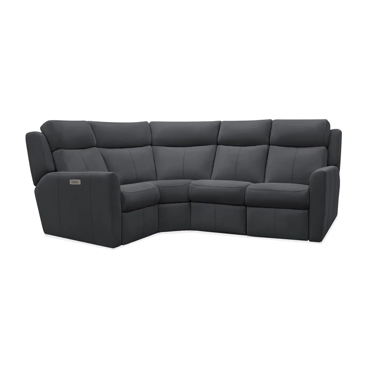 G Plan - Wren Small Leather Left Hand Facing Corner Sofa with Power Recliner - Cambridge Petrol Blue – image 1