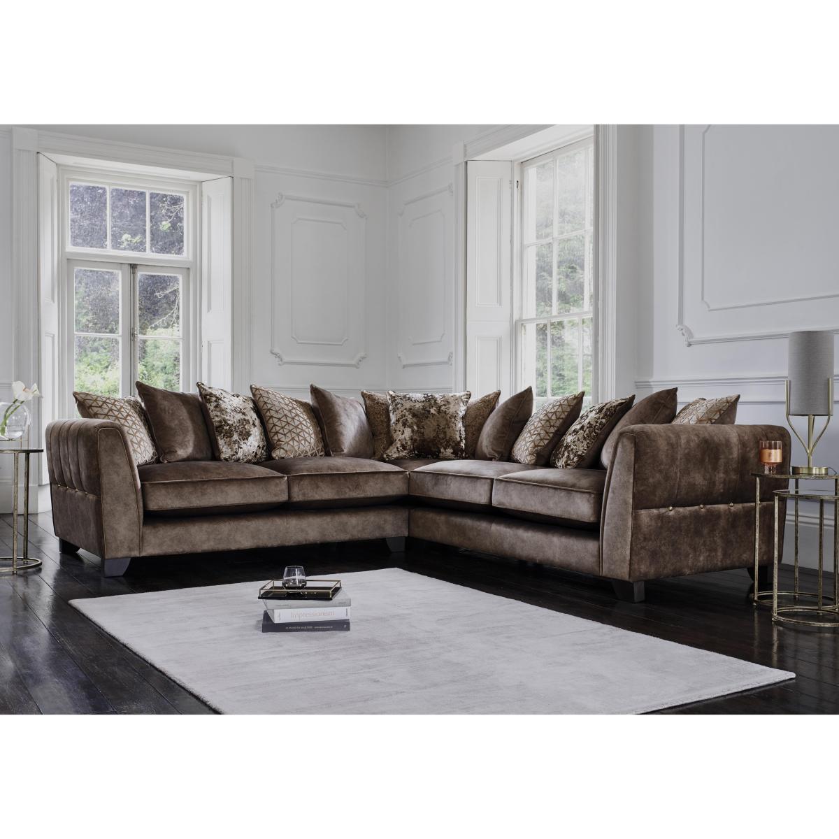 Ariana Large Fabric Pillow Back Corner Sofa - Sage – image 2