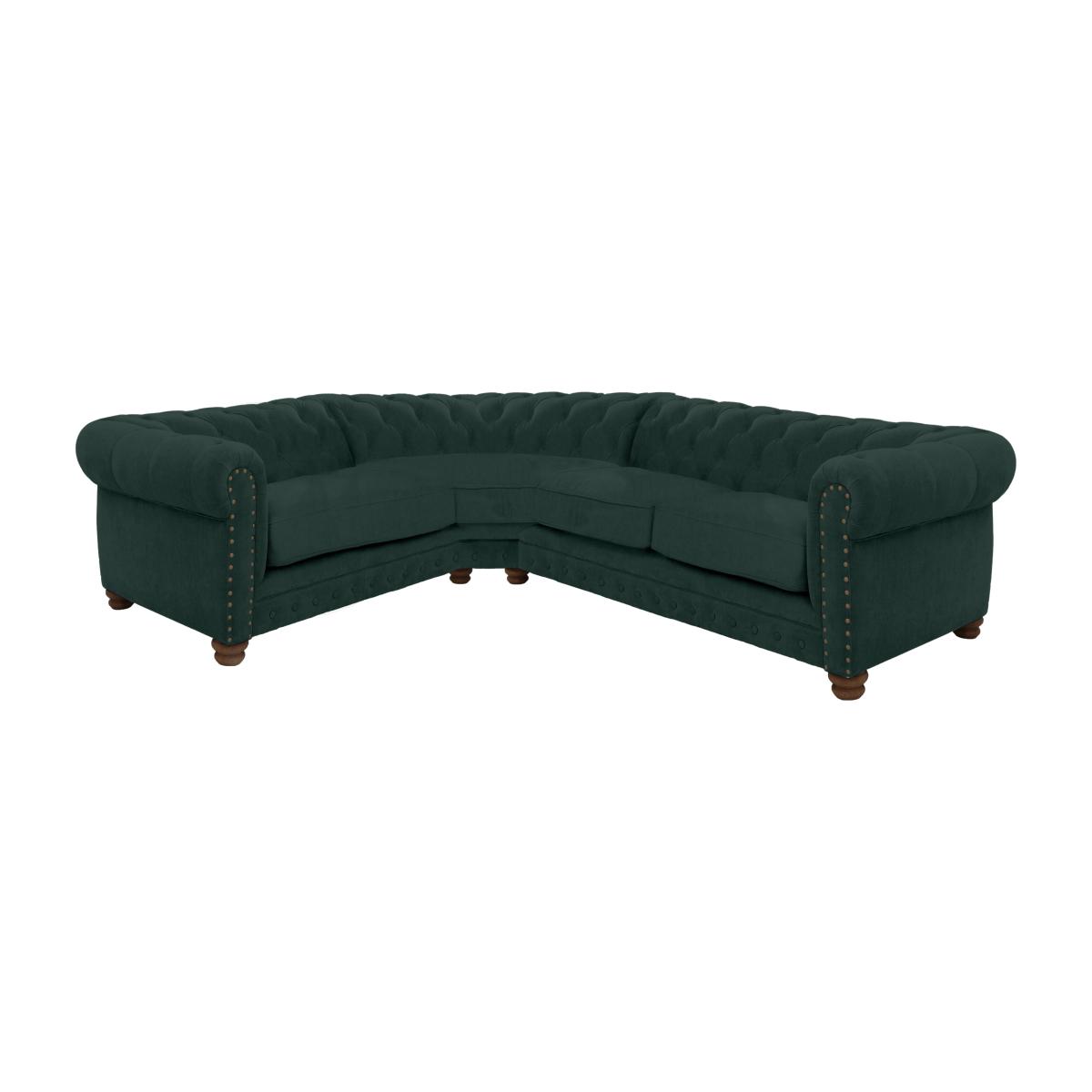 Alexander and James - Chesterfield Collection Hugo Small Fabric Left Hand Facing Corner Sofa - Honeycreeper with Studs - Dark Feet