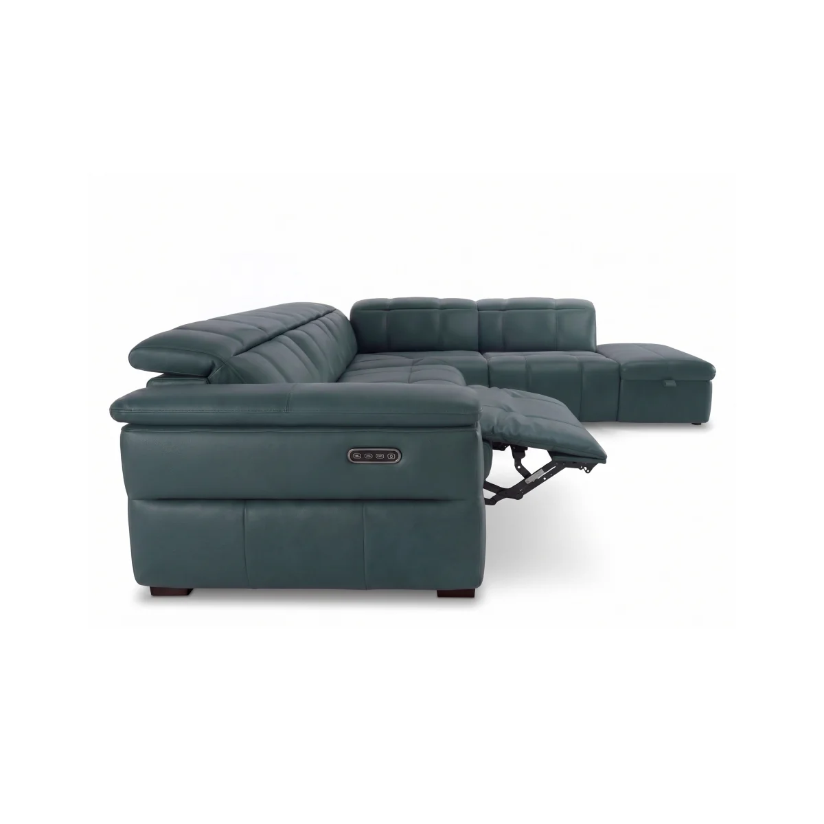 Leather Power Recliner Left Hand Facing Corner Sofa with Headrests and Storage Chaise End - Butterscotch - Sofas and Armchairs - In Time for Christmas – image 4