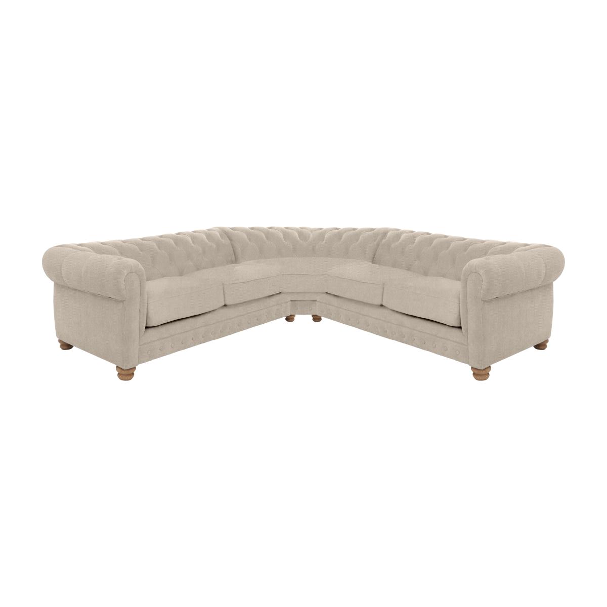 Alexander and James - Chesterfield Collection Hugo Large Fabric Corner Sofa - Linen Ivory - Oak Feet