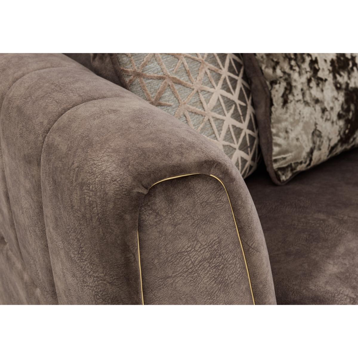 Mariah Small Fabric Classic Back Right Hand Facing Corner Sofa with Chrome Insert - Dapple Cream with Chrome Insert – image 4