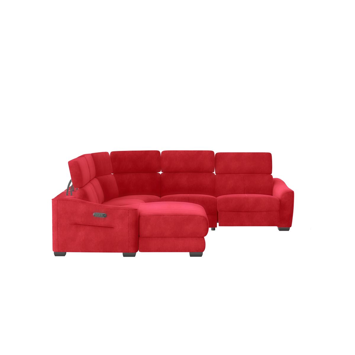 Xavier NC Leather Left Hand Facing Corner Chaise Power Recliner Sofa with Headrests - Sleet – image 3