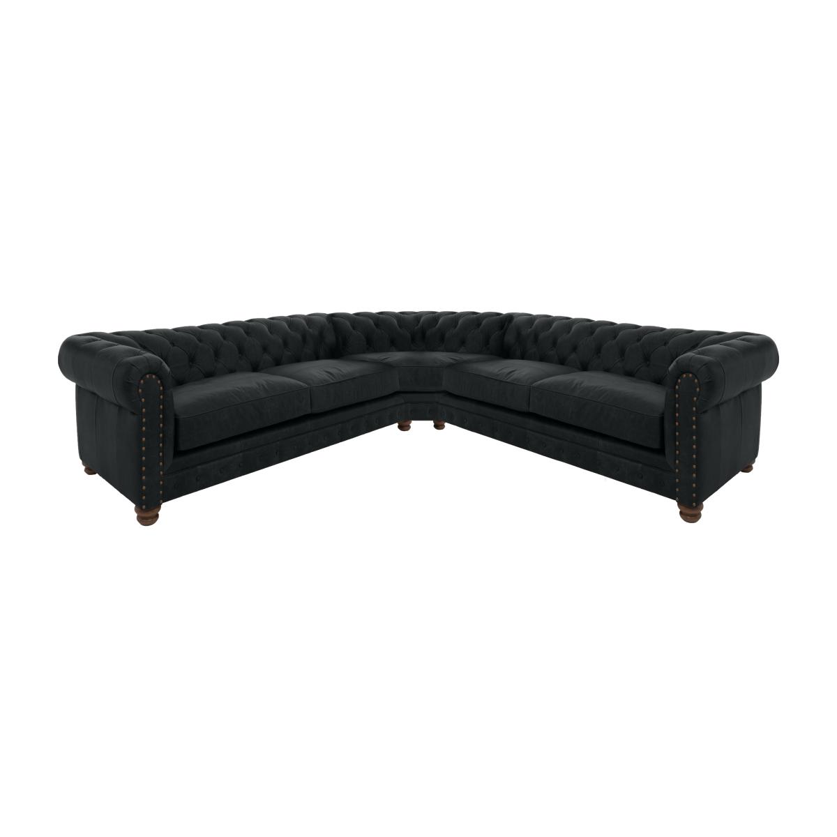 Alexander and James - Chesterfield Collection Hugo Large Leather Corner Sofa - Indigo with Studs - Dark Feet