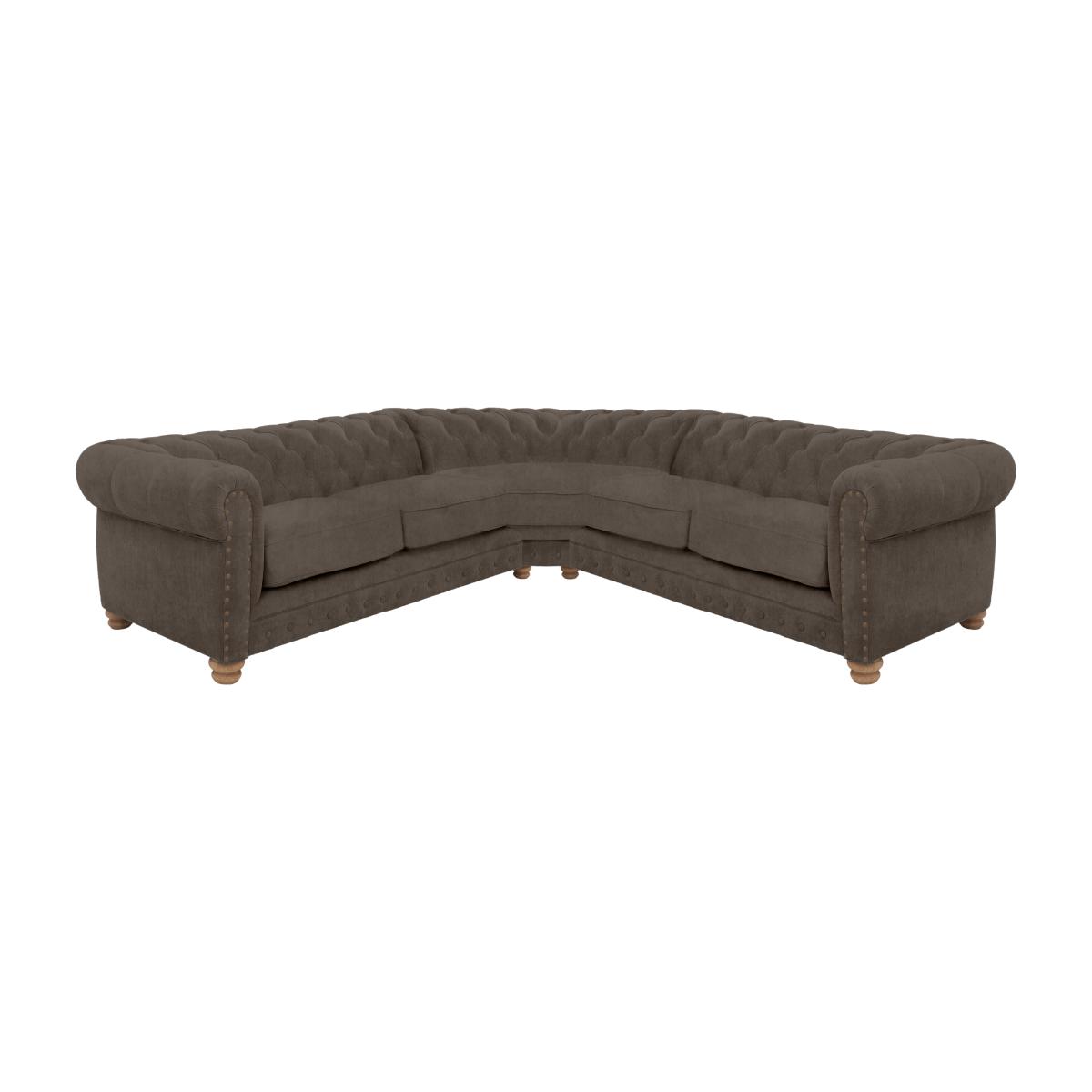 Alexander and James - Chesterfield Collection Hugo Large Fabric Corner Sofa - Discovery with Studs - Oak Feet