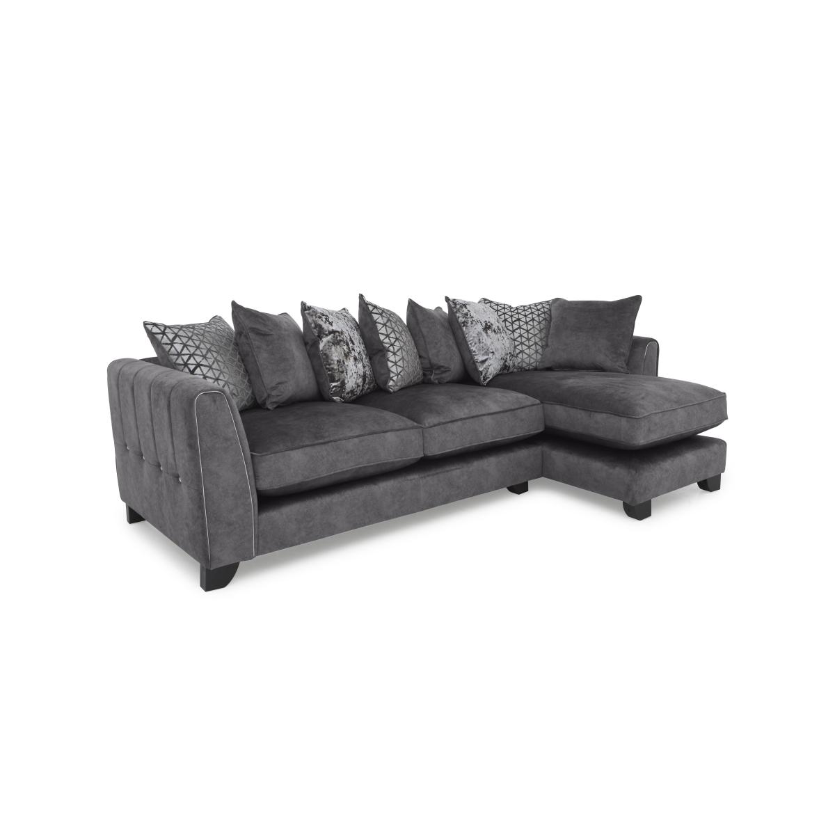 Ariana Fabric Pillow Back Left Hand Facing Chaise End Sofa with Chrome Insert - Dapple Oyster – image 7