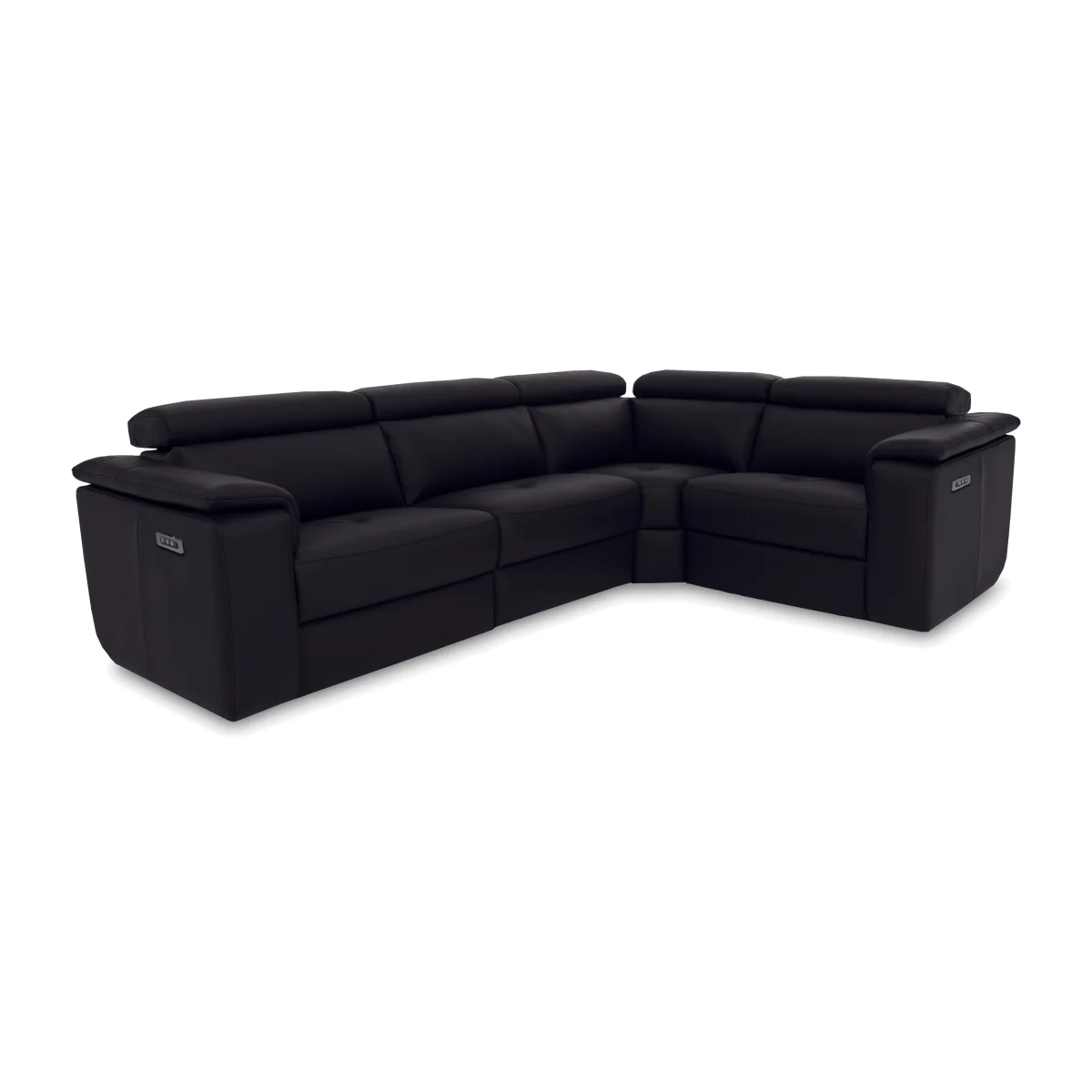 Nicoletti - Canto Small Leather Power Recliner Corner Sofa with Power Headrests - Torello Nero - Sofas and Armchairs - In Time for Christmas – image 1