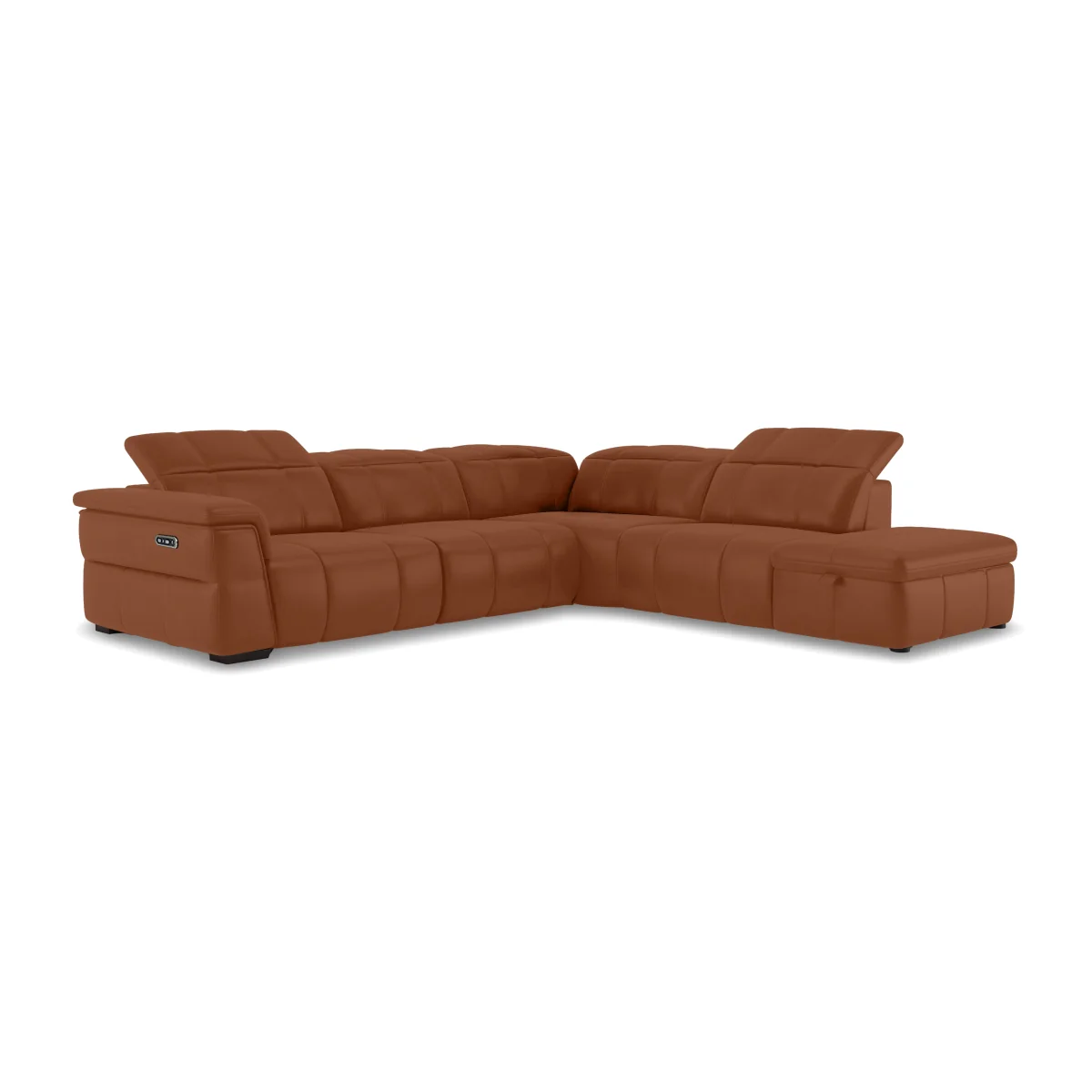Leather Recliner Right Hand Facing Corner Sofa with Headrests and Storage Chaise End - Butterscotch - Sofas and Armchairs - In Time for Christmas – image 1