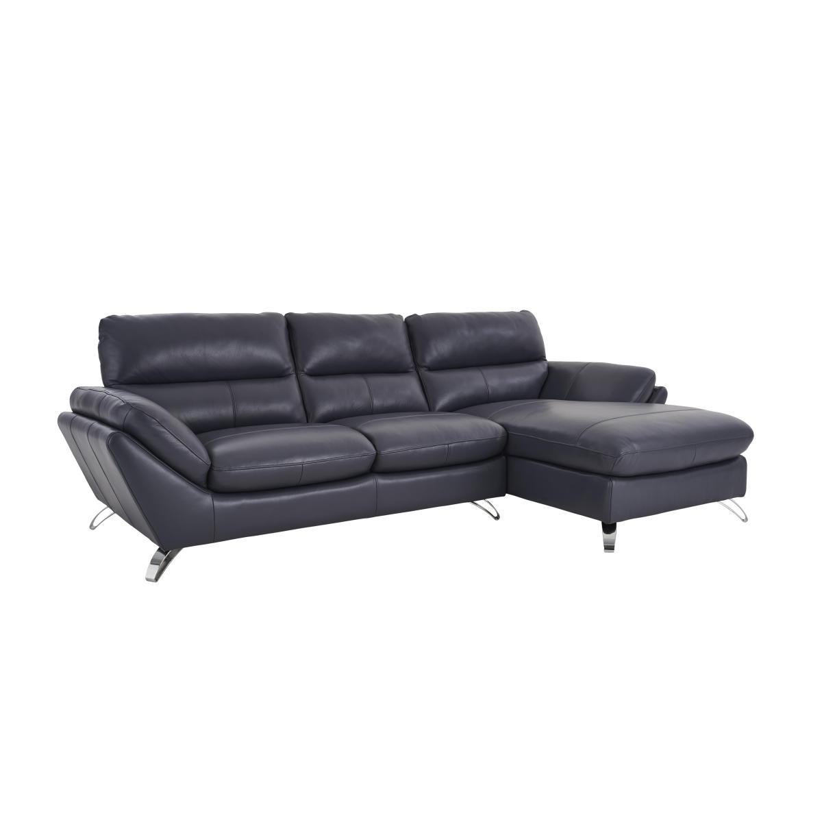 Salvador Leather Corner Chaise Sofa - Blue – image 3