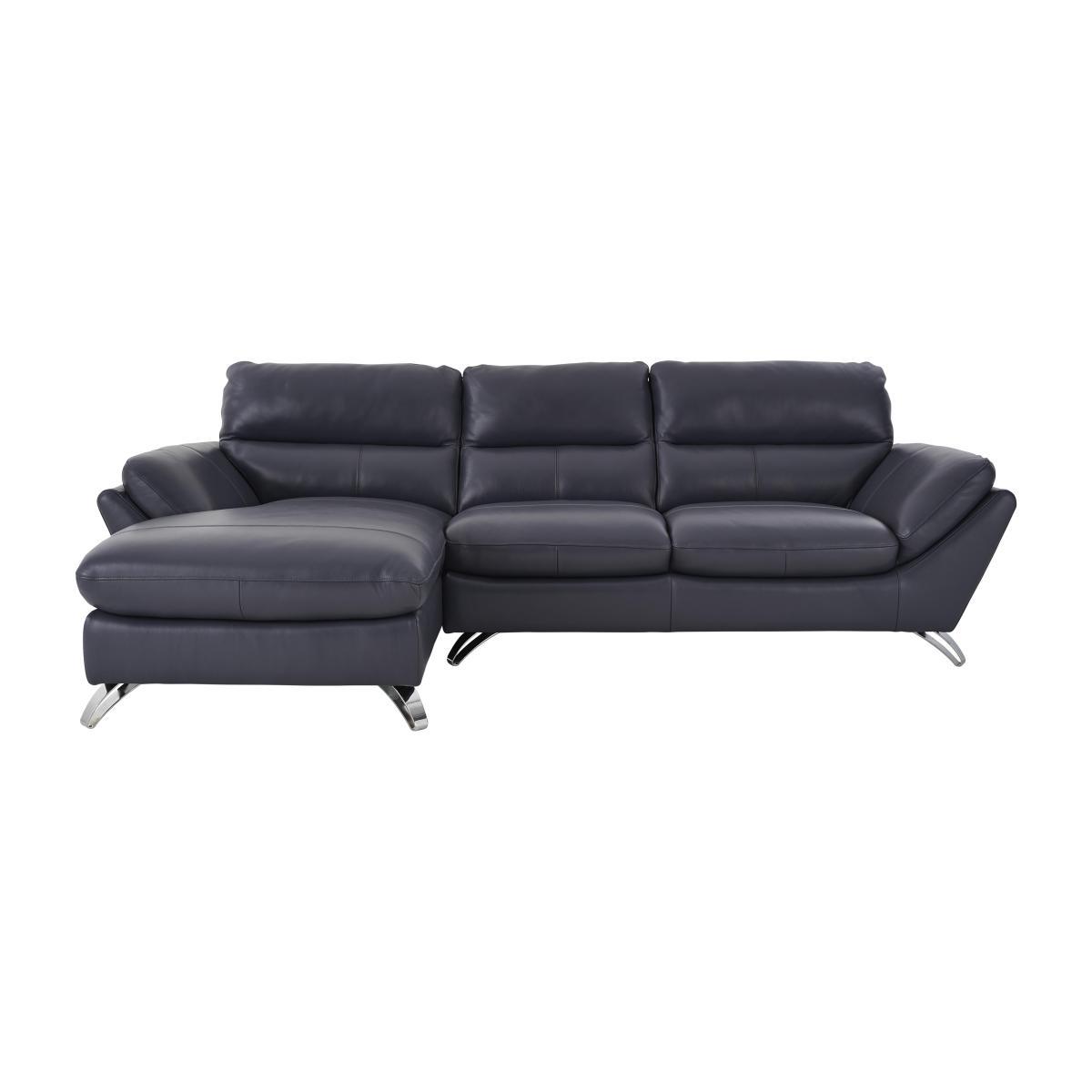 Salvador Leather Corner Chaise Sofa - Blue – image 1
