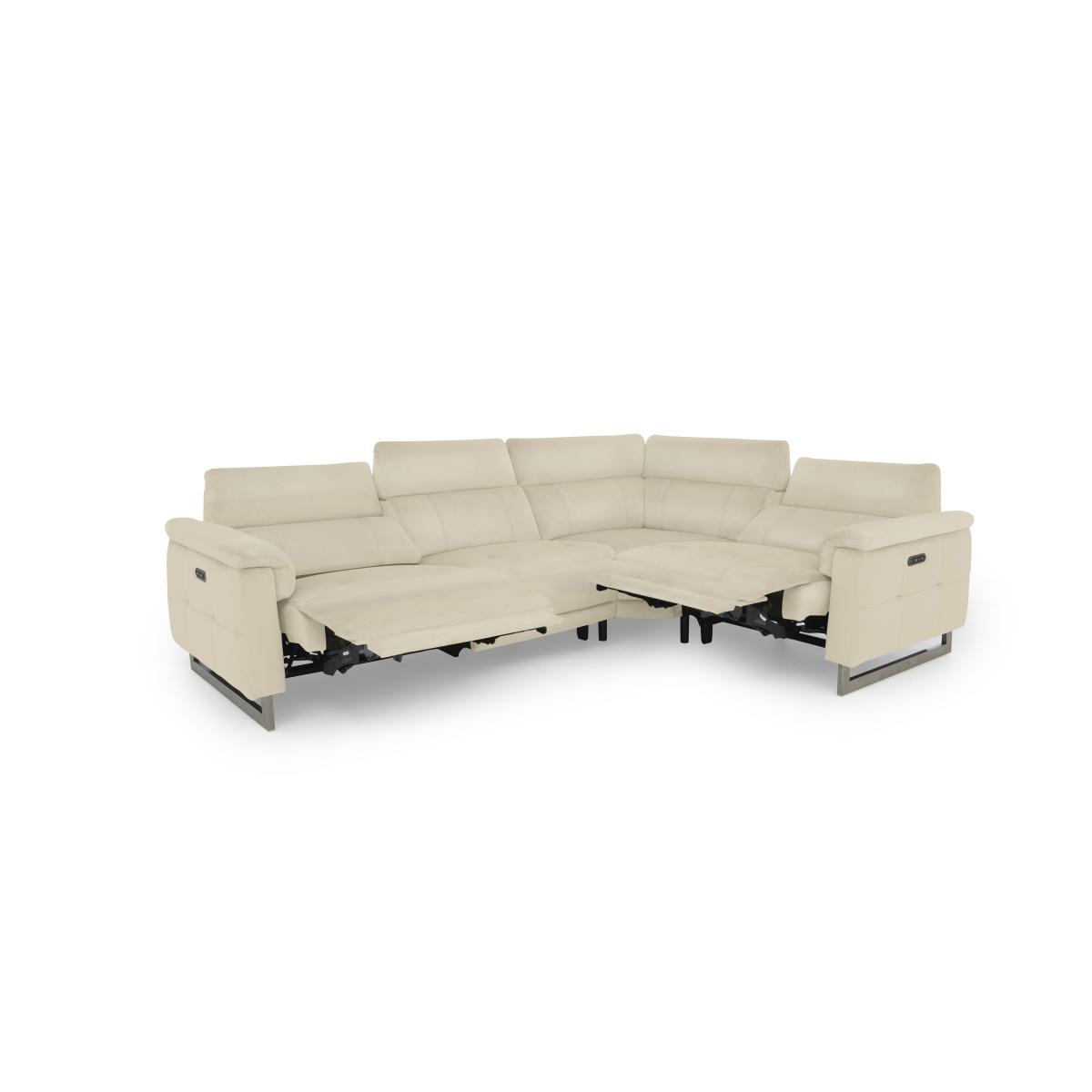 Moet Leather Power Recliner Left Hand Facing Corner Sofa with Telescopic Headrests - Lead Grey – image 4