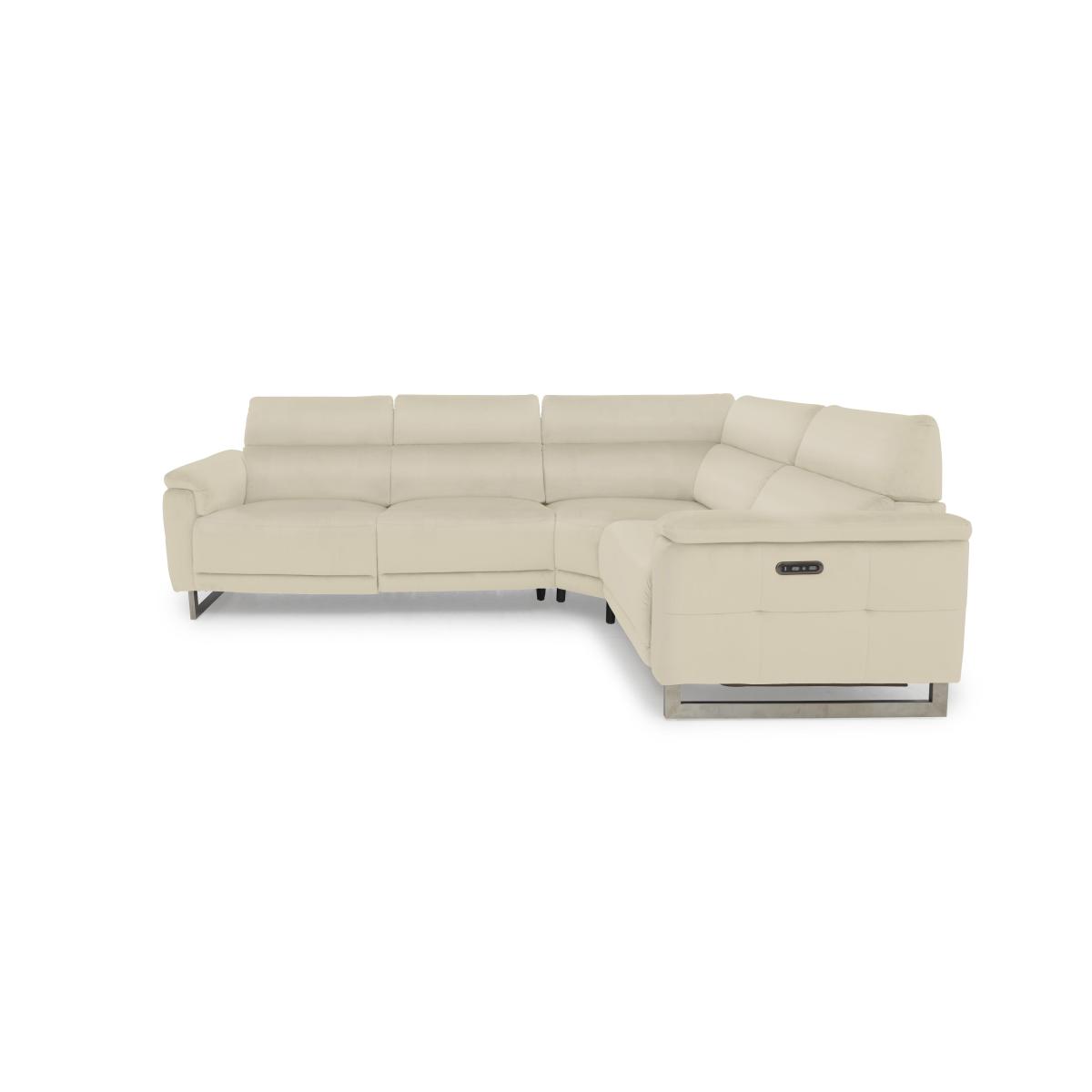 Moet Leather Power Recliner Left Hand Facing Corner Sofa with Telescopic Headrests - Lead Grey – image 5