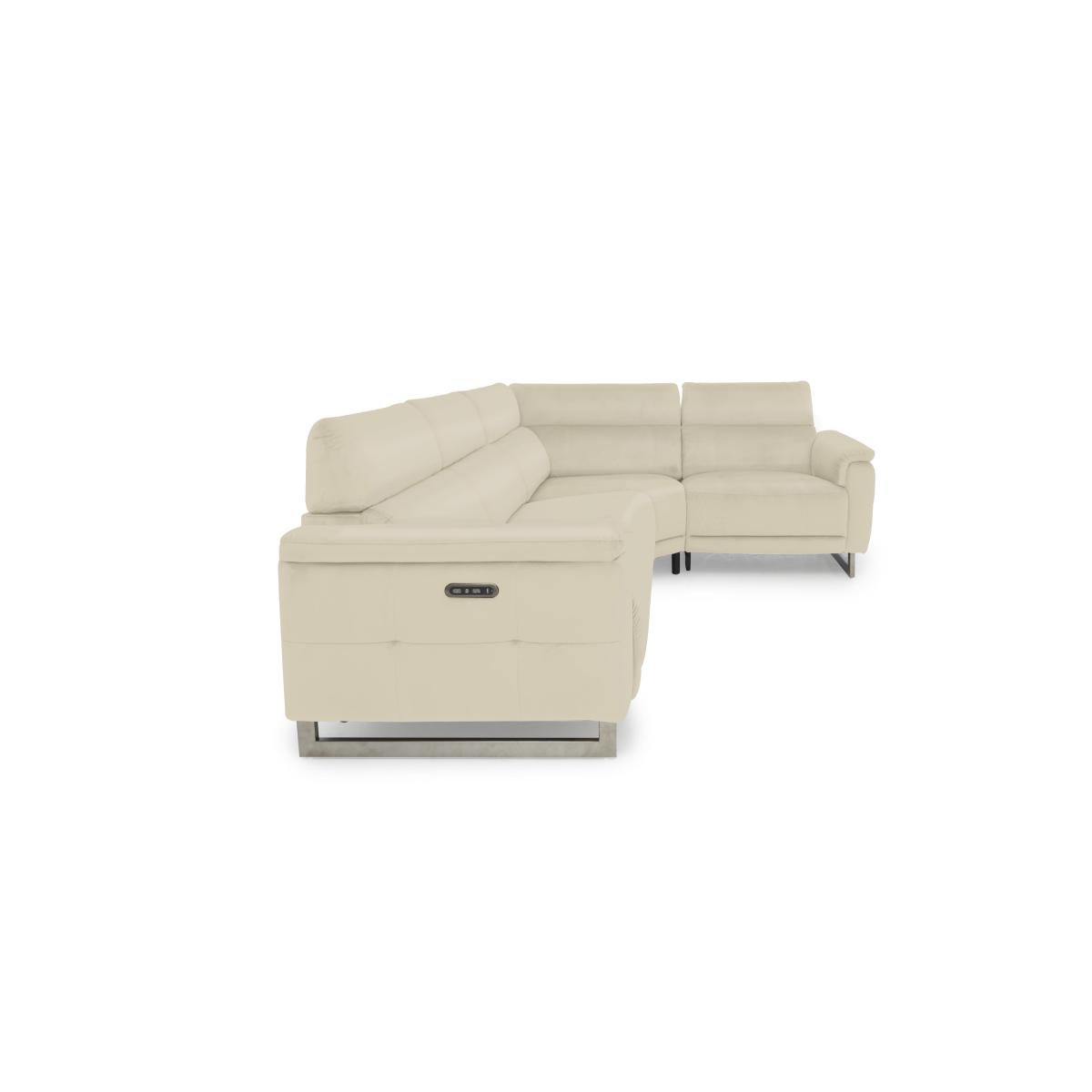 Moet Leather Power Recliner Left Hand Facing Corner Sofa with Telescopic Headrests - Lead Grey – image 6