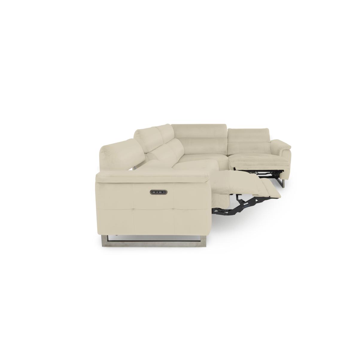 Moet Leather Power Recliner Left Hand Facing Corner Sofa with Telescopic Headrests - Lead Grey – image 7